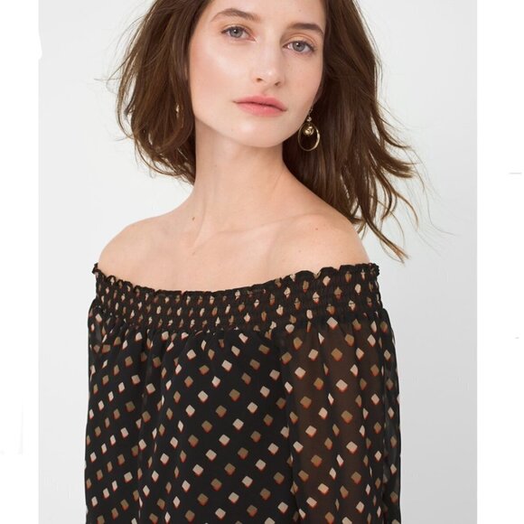 WHBM Off-The-Shoulder Chiffon Flowy Print Dress - Picture 4 of 12